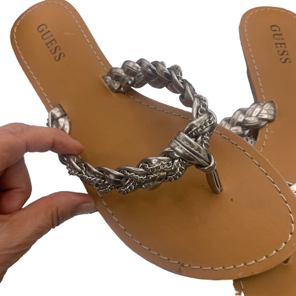 Guess Silver‎ Braided Flip Flops women’s size 7.5 - Picture 1 of 4